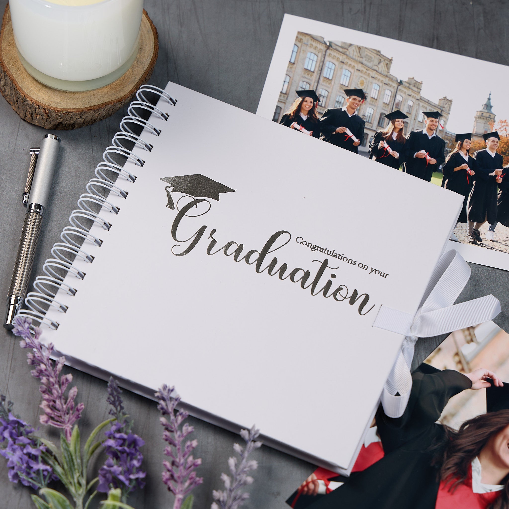 Congratulations On Your Graduation White Scrapbook Photo Album With Foil Print Scrapbook ukgiftstoreonline
