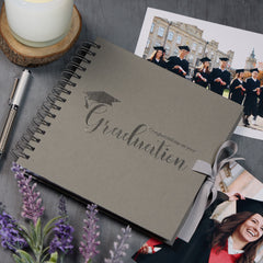 Congratulations On Your Graduation Grey Scrapbook Photo Album With Foil Print