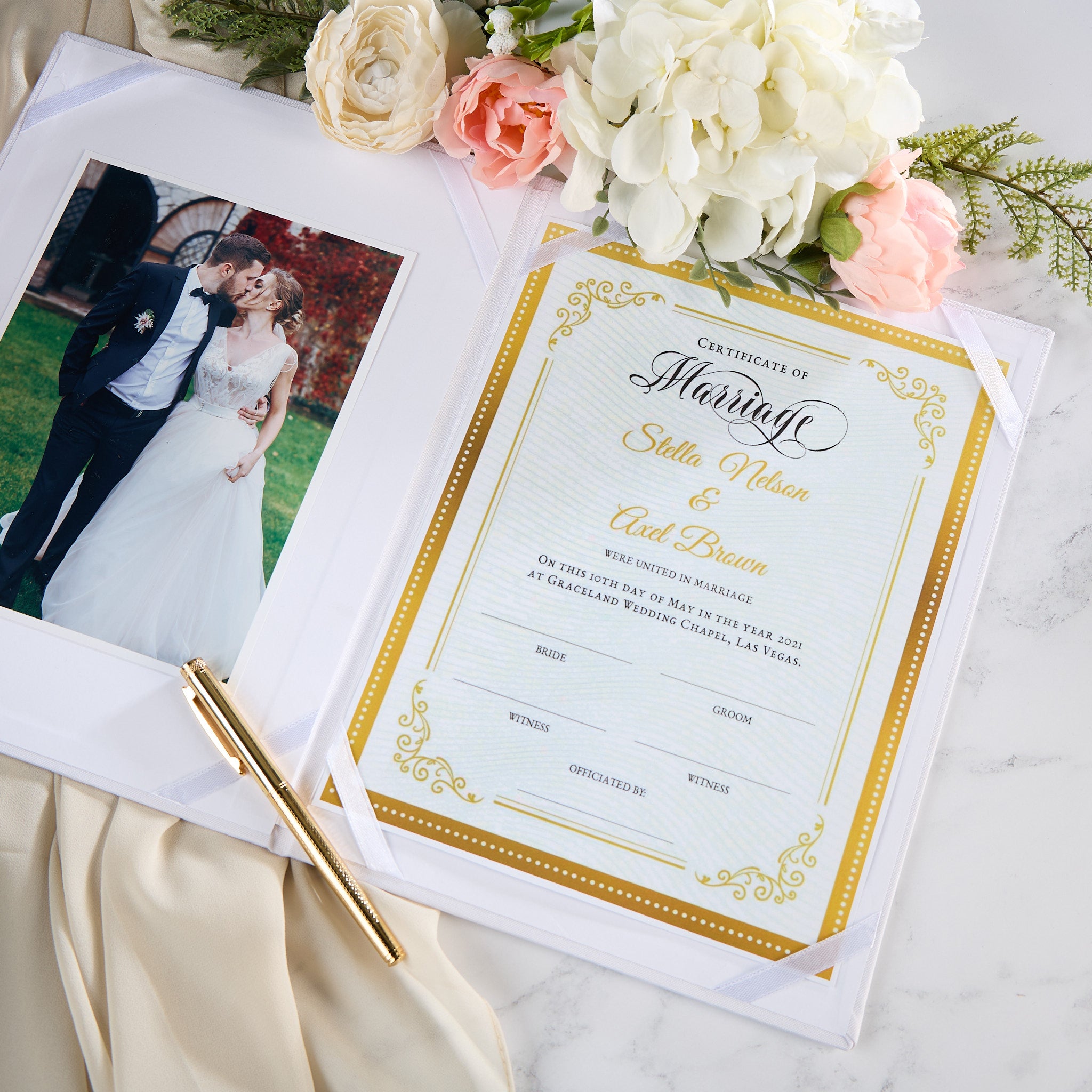 Wedding Certificate Holder Personalised Linen Cover With Photo Space Graduation Certificate ukgiftstoreonline