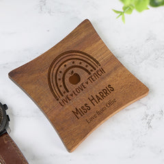 Personalised Teacher Gift Wooden Coasters With Sentiments