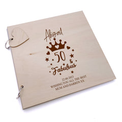 50th Birthday Fabulous Personalised Engraved Wooden Album Scrapbook