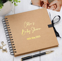 Personalised Baby Shower Multiple Colour Guest Book Scrapbook or Photo Album Foil Print