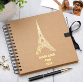 Personalised Paris, France Multiple Colour Scrapbook Photo Album Memory Keepsake Gift Scrapbook ukgiftstoreonline Craft Brown