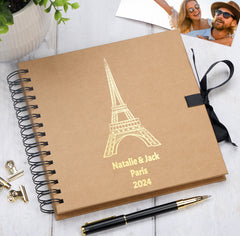 Personalised Paris, France Multiple Colour Scrapbook Photo Album Memory Keepsake Gift Scrapbook ukgiftstoreonline Craft Brown
