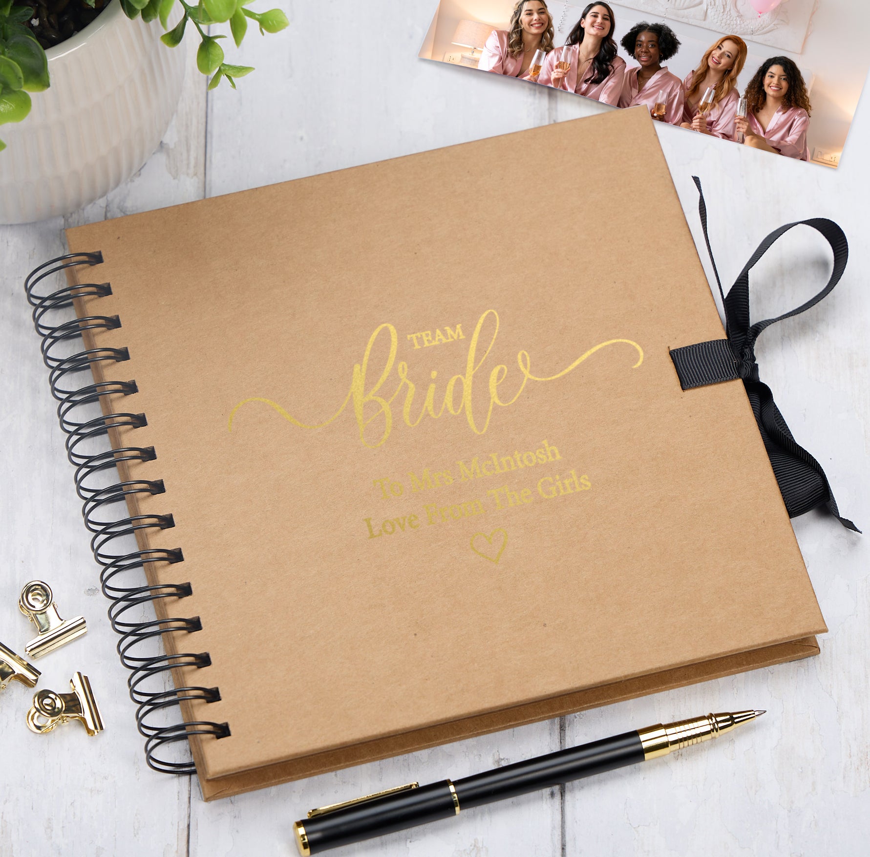 Personalised Team Bride Multiple Colour Guest Book Scrapbook or Photo Album Scrapbook ukgiftstoreonline Kraft Brown