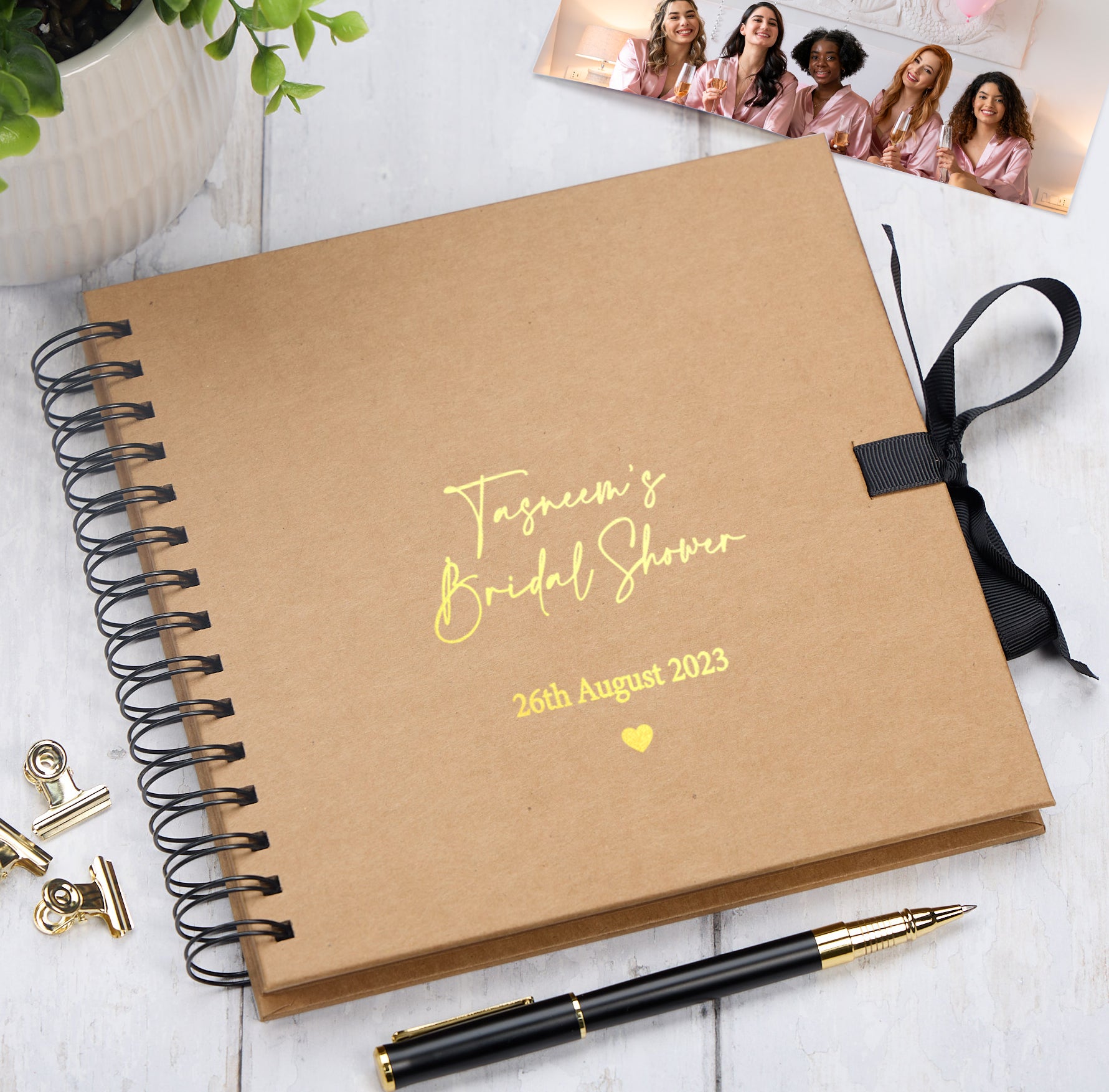 Personalised Bridal Shower Multiple Colour Guest Book Scrapbook or Photo Album Scrapbook ukgiftstoreonline Kraft Brown
