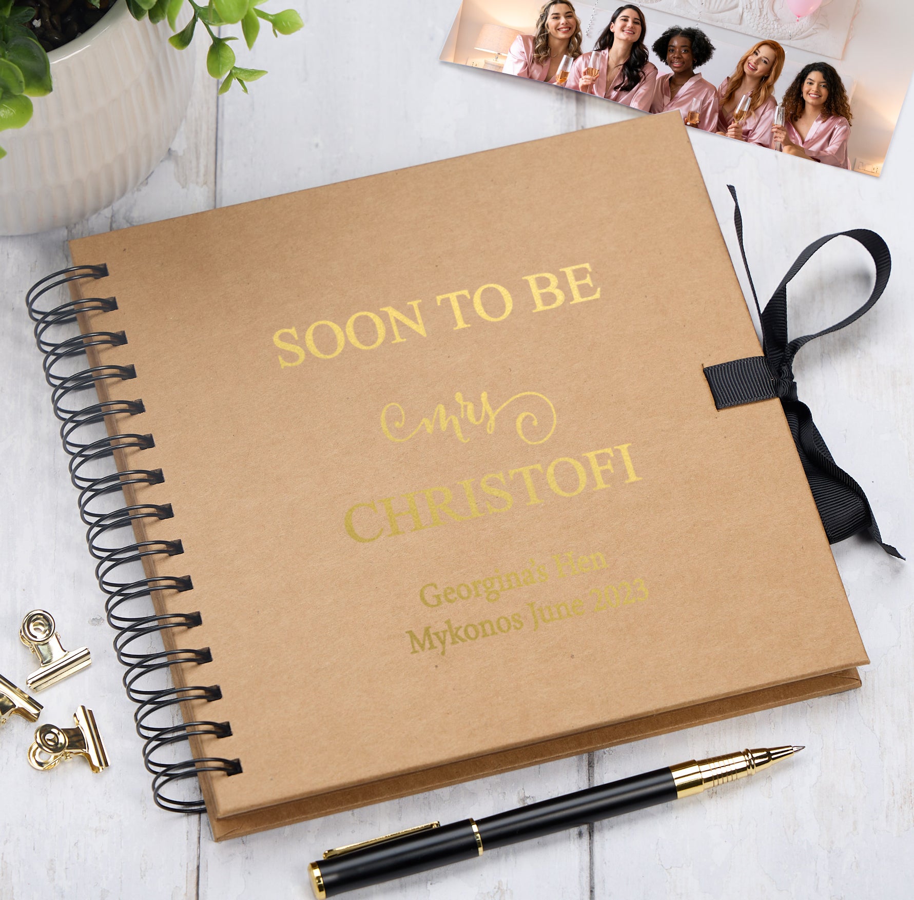 Personalised Soon To Be MRS Multiple Colour Hen Night Do Guest Book Scrapbook Photo Album Scrapbook ukgiftstoreonline Kraft Brown