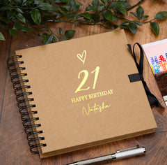 Personalised Love Heart Any age Birthday Multiple Colour Scrapbook, Guest Book or Photo Album Gift 16th, 18th, 21st, 30th, 40th, 50th, 60th, 70th, 80th