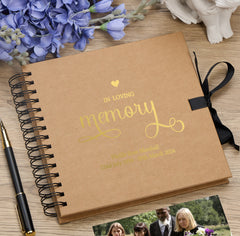 Personalised Memorial Funeral Guest Book Multiple Colours Scrapbook or Photo Album Gift