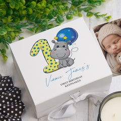 ukgiftstoreonline Personalised 1st birthday gift box baby boy keepsake memory box
