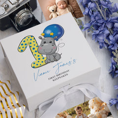 ukgiftstoreonline Personalised 1st birthday gift box baby boy keepsake memory box