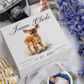 Personalised Baby Keepsake Box Memories Gift With Woodland Fawn