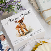 Personalised Baby Keepsake Box Memories Gift With Woodland Fawn
