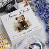 Personalised Baby Keepsake Box Memories Gift With Woodland Bear