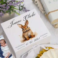 Personalised Baby Keepsake Box Memories Gift With Woodland Rabbit