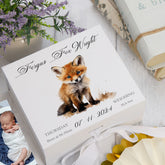 Personalised Baby Keepsake Box Memories Gift With Woodland Fox