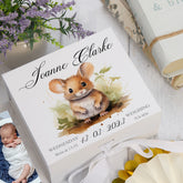 Personalised Baby Keepsake Box Memories Gift With Woodland Mouse
