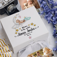 ukgiftstoreonline Personalised Baby Welcome to the world Keepsake Memory Box Gift