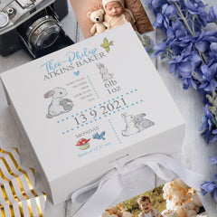 ukgiftstoreonline Personalised Rabbit Baby Boy Keepsake Memory Box Gift