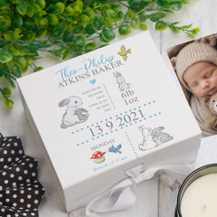 ukgiftstoreonline Personalised Rabbit Baby Boy Keepsake Memory Box Gift
