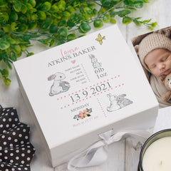 ukgiftstoreonline Personalised Rabbit Baby Girl Keepsake Memory Box Gift