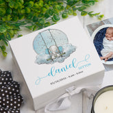 ukgiftstoreonline Personalised Baby Boy Gift Keepsake Memory Box Elephant On Swing