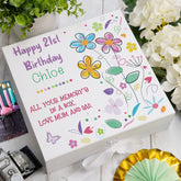 ukgiftstoreonline Personalised Birthday Gift Keepsake Memory Box Colourful flowers Design