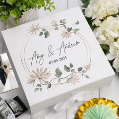 Personalised Wedding Keepsake Memory box Gift With Wreath