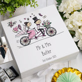 Luxury personalised wedding gift memory box with couple on bike