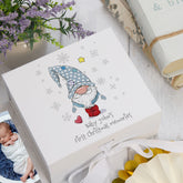 Personalised Baby Boy First Christmas Keepsake Box With Gnome