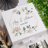Personalised Wedding Keepsake Memory box Gift With Wreath