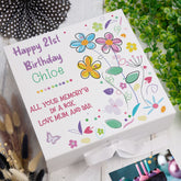 ukgiftstoreonline Personalised Birthday Gift Keepsake Memory Box Colourful flowers Design