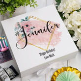 ukgiftstoreonline Personalised Any Name and Sentiment Blush Floral Keepsake Memory Box