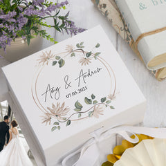 Personalised Wedding Keepsake Memory box Gift With Wreath