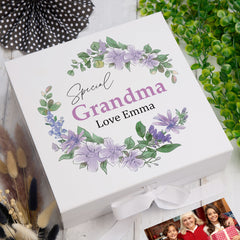 Personalised Special Grandma keepsake memory Gift box Floral Design