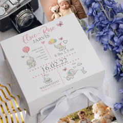 ukgiftstoreonline Personalised Baby Girl Elephants Design Keepsake Memory Box
