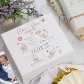 ukgiftstoreonline Personalised Baby Girl Elephants Design Keepsake Memory Box