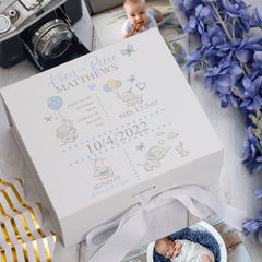 Personalised Baby Boy Elephants Design Keepsake Memory Box