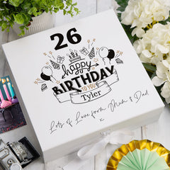 ukgiftstoreonline Personalised Any Age Happy Birthday Gift Keepsake Memory Box 18th, 21st, 30th, 40th, 50th