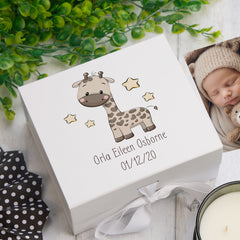 ukgiftstoreonline Personalised Baby Gift Keepsake Memory Box With Cute Giraffe
