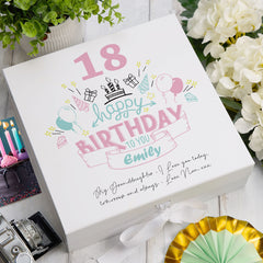 ukgiftstoreonline Personalised Any Age Happy Birthday Gift For Her Keepsake Memory Box 18th, 21st, 30th, 40th, 50th