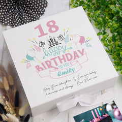 ukgiftstoreonline Personalised Any Age Happy Birthday Gift For Her Keepsake Memory Box 18th, 21st, 30th, 40th, 50th