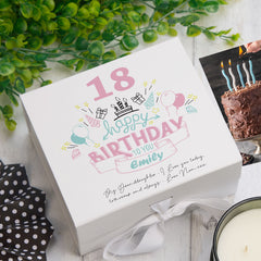 ukgiftstoreonline Personalised Any Age Happy Birthday Gift For Her Keepsake Memory Box 18th, 21st, 30th, 40th, 50th