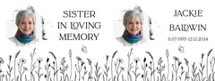Personalised Memorial Photo Upload Lantern, Memorial Candle, Sister Remembrance With Wildflowers