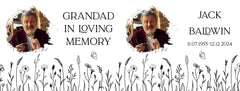 Personalised Memorial Photo Upload Lantern, Memorial Candle, Grandad Remembrance With Wildflowers