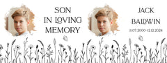 Personalised Memorial Photo Upload Lantern, Memorial Candle, Son Remembrance With Wildflowers