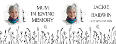 Personalised Memorial Photo Upload Lantern, Memorial Candle, Mum Remembrance With Wildflowers