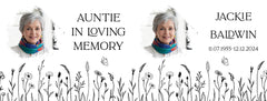 Personalised Memorial Photo Upload Lantern, Memorial Candle, Auntie Remembrance With Wildflowers