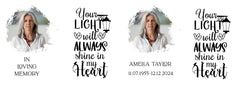 Personalised Memorial Photo Upload Lantern, Memorial Candle, Your Lights Will Always Shine