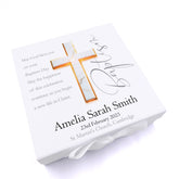 Personalised Baptism Keepsake Memory Box Gift With Marble Cross